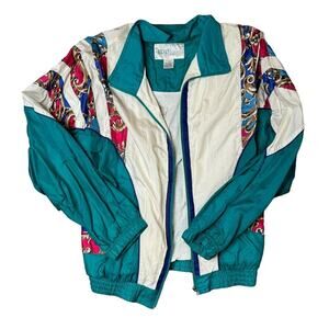 Wilson Vintage Windbreaker Jacket Size L - Broken Zipper Teal Colorblock
